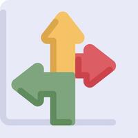 A colorful arrow pointing to different directions vector