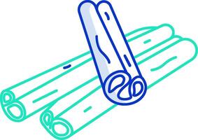 A stick of cinnamon is shown in a line vector