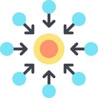 A circle with arrows pointing to the sun vector