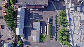 Aerial top view of the large logistics park with factories video