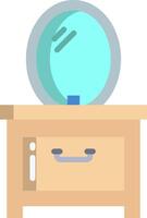 A small table with a mirror on it vector