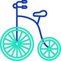 A blue bicycle with a green wheel vector