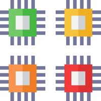 Four different colored computer chips on a white background vector