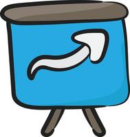A blue easel with a white arrow on it vector