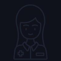A woman in a uniform is shown in a line icon vector