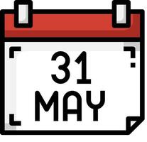 A calendar with the date 31 may vector