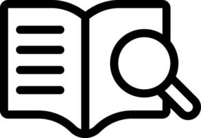 An open book with a magnifying glass icon vector