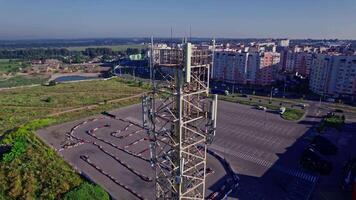 Telecom tower antennas and satellite transmits the signals of cellular 5g 4g video