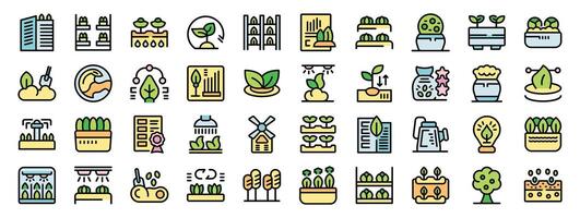 Smart farming and urban gardening using modern technology icons set. Line with editable stroke vector