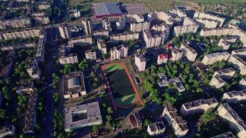 Football stadium in a small city of Europe video