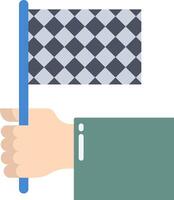 A hand holding a checkered flag vector