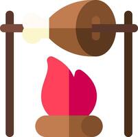 A campfire with a bird on top of it vector