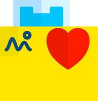 A yellow folder with a red heart on it vector
