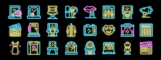 Neon actor dressing room signs showing entertainment and performance icons vector