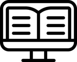 An open book icon on a computer monitor vector