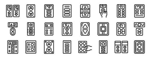 Elevator control panel icons set. Set of elevator buttons icons showing different designs and functions vector