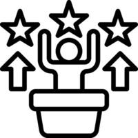 A black and white icon of a person in a pot with stars vector