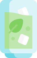 A glass with ice cubes and a leaf vector