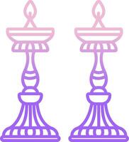 Two candles with a purple and pink outline vector