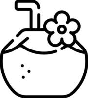 A black and white drawing of a coconut drink vector