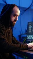Vertical Hacker contracted by company in secret to do corporate espionage receiving access denied error message while trying to steal information on competitor products to gain marketplace advantage video