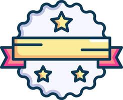 A badge with stars and ribbon on it vector