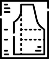 A black and white drawing of a shirt with a line through it vector
