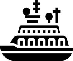 A black and white image of a boat vector