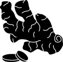 Black and white illustration of a black and white ginger root vector