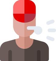 A man wearing a red cap is blowing his nose vector
