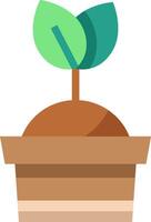 A plant in a pot with a green leaf vector