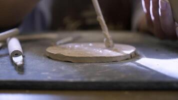 Crafting Pottery A Close Up Journey into Unique Artisan Techniques and Methods Used by Artists. Stock Clip video