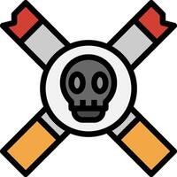 A skull with crossed cigarettes and a cigarette in the middle vector