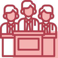 A group of people sitting at a table with a man at the front vector