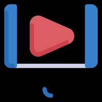 A player icon with a red and blue play button vector