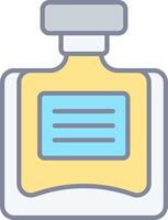 A perfume bottle with a label on it vector