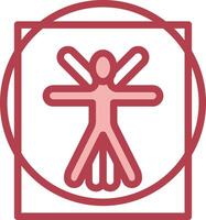 A red icon of a person in a circle vector