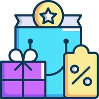 Shopping icon with a gift, a star and a price tag vector