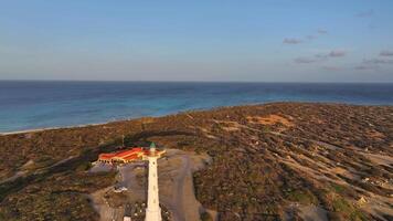 Aerial view around the western tip of the Caribbean island of Aruba video