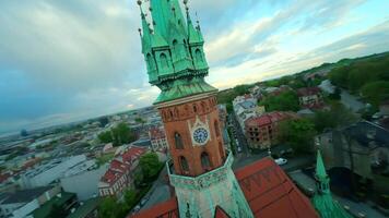 Agile flight around St. Joseph's Church and over Podgorski Square in Cracow video