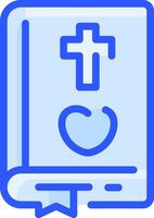 A blue book with a cross and heart on it vector