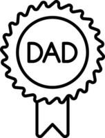 A black and white drawing of a badge with the word dad vector