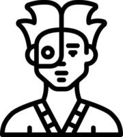 A black and white line icon of a man with a face vector