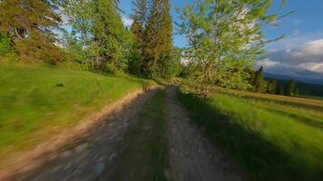 The breathtaking agile flight along the path in Tantra mountains. Poland video