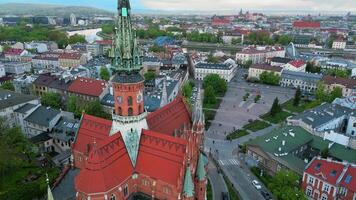 Aerial panorama of Podgorze district in Krakow with view of Royal Wawel Castle video