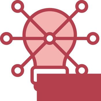 A red light bulb with a red box around it vector