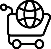 Shopping cart icon with globe in it vector