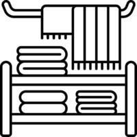 A towel rack with towels and a towel rack vector