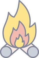 A campfire with two sticks and a fire vector