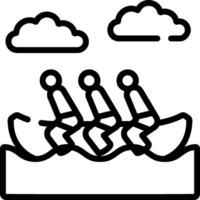 A black and white image of three people in a boat vector